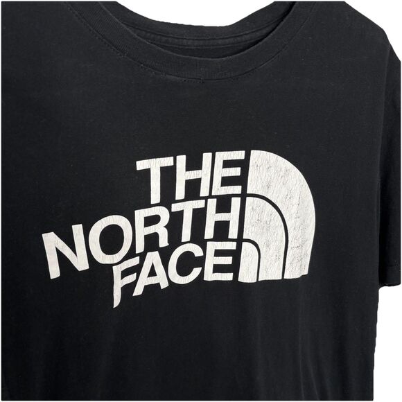 The North Face Big Logo White Crew Neck Black T shirt Size medium Mens Cotton - Picture 2 of 6